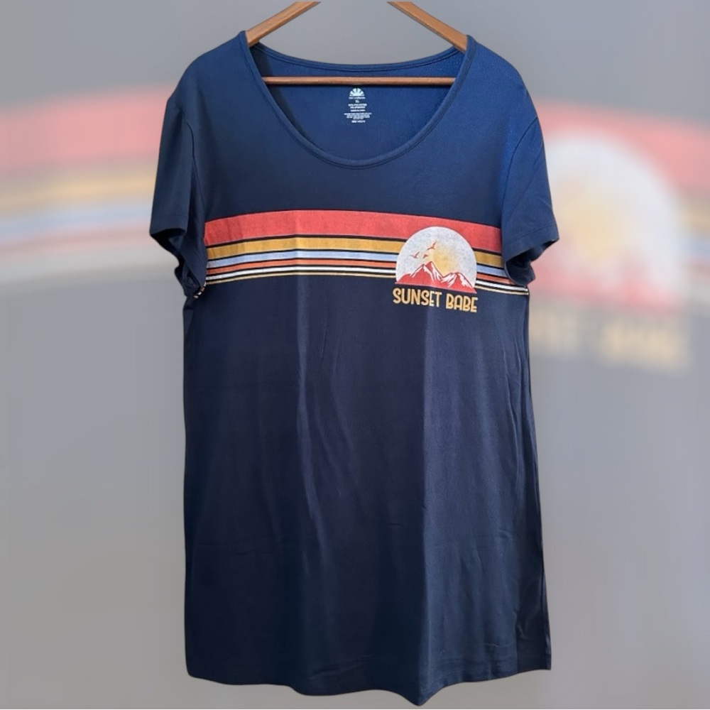 Sunset Babe Navy Blue Sleep Shirt